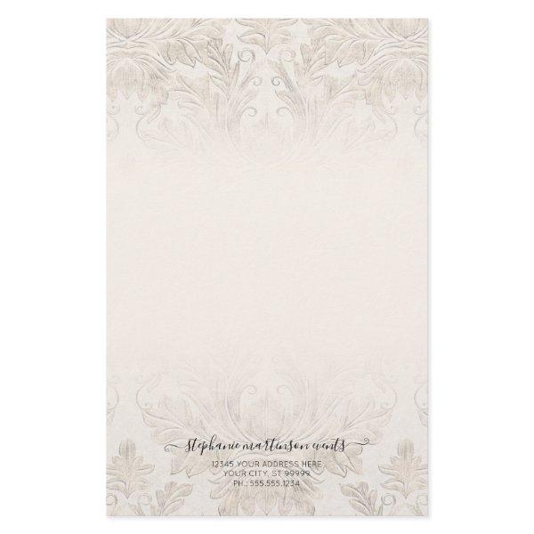 Elegant French Damask Ivory Professional Business  Stationery