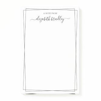 Elegant Girly Monogram Signature Black White Post-it Notes