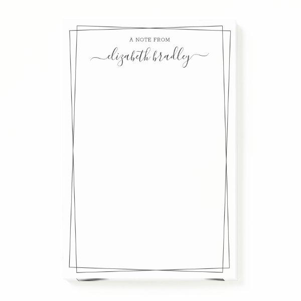 Elegant Girly Monogram Signature Black White Post-it Notes