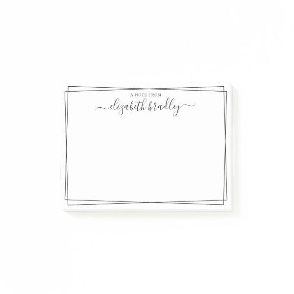 Elegant Girly Monogram Signature Black White Post- Post-it Notes
