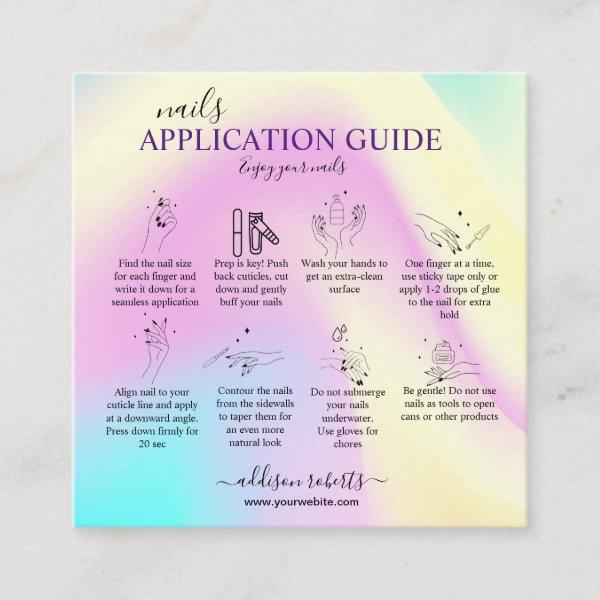 Elegant Glam Iridescent  Nail Application Guide Square