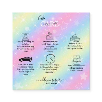 Elegant Glam Iridescent Sparkle Cake Care  Square  Square