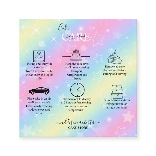 Elegant Glam Iridescent Sparkle Cake Care  Square  Square