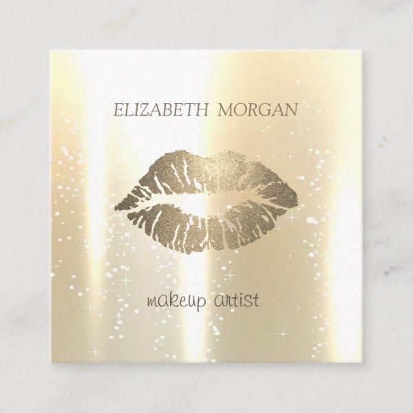 Elegant  Glamorous Shinny, Faux Gold,Glittery Lips Square