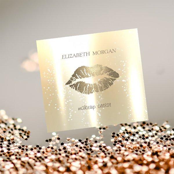 Elegant  Glamorous Shinny, Faux Gold,Glittery Lips Square