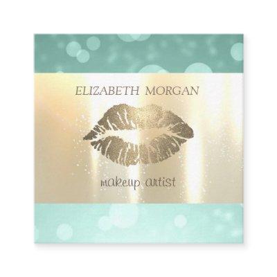 Elegant  Glamorous Shinny, Faux Gold,Glittery Lips Square
