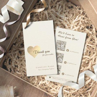 Elegant Glitter Gold Heart QR Code Thank you