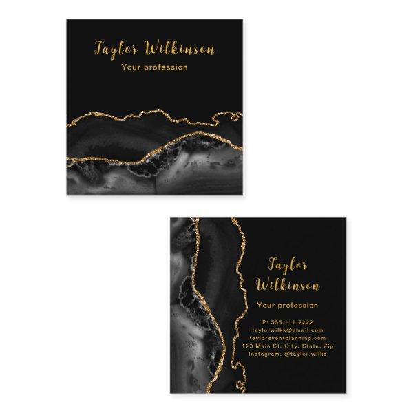 Elegant Gold and Black Agate Square
