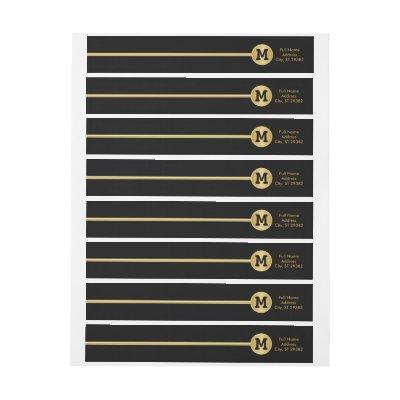 Elegant Gold and Black Design Wrap Around Label