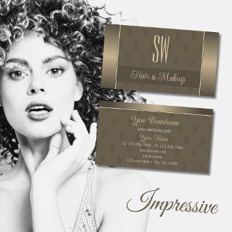Elegant Gold and Brown with Monogram Professional