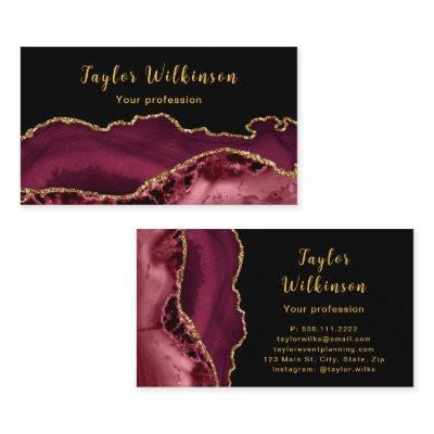 Elegant Gold and Burgundy Red Agate