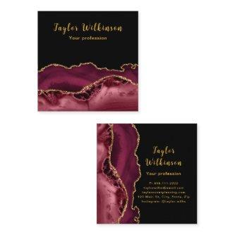Elegant Gold and Burgundy Red Agate Square