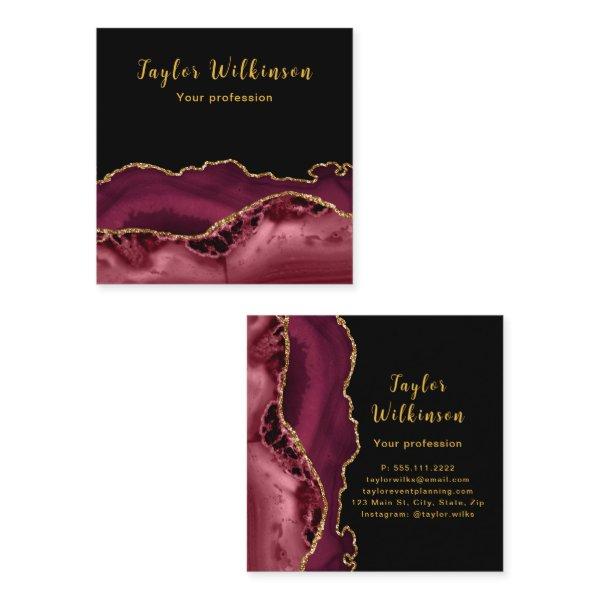 Elegant Gold and Burgundy Red Agate Square
