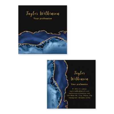 Elegant Gold and Dark Blue Agate Square