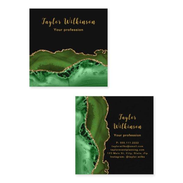 Elegant Gold and Dark Green Agate Square