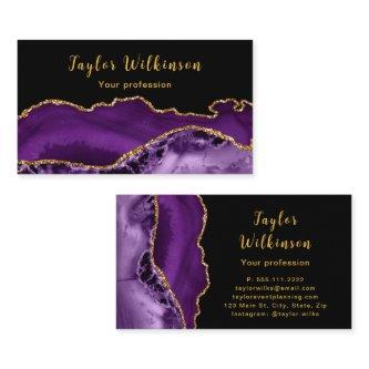 Elegant Gold and Dark Purple Agate
