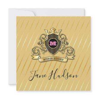 Elegant Gold and Pink Monogram Fashioned Design Invitation
