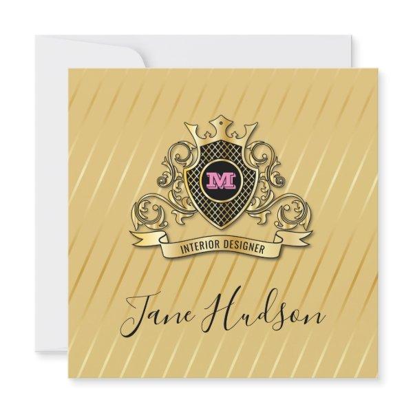 Elegant Gold and Pink Monogram Fashioned Design Invitation