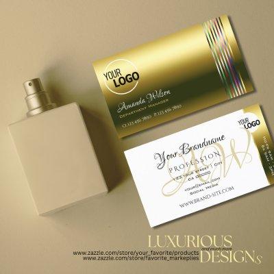 Elegant Gold and White Colorful Stripes add Logo