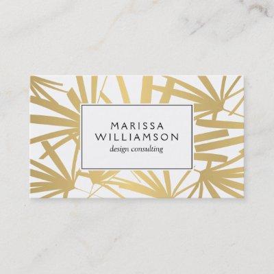 Elegant Gold and White Tropical Palm Fronds