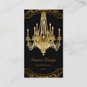 Elegant Gold Black Chandelier Interior Design