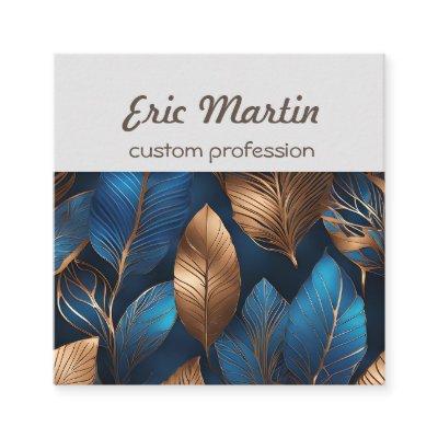 Elegant Gold Blue Foliage Nature Design  Square