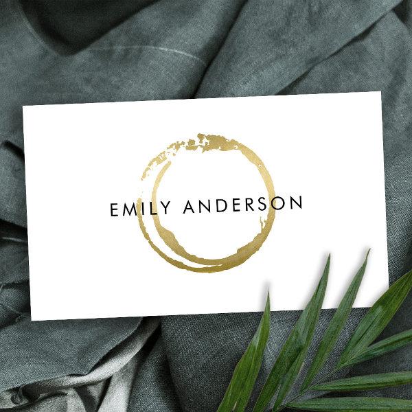 ELEGANT GOLD BRUSH STROKE STAIN CIRCLE MARK LOGO