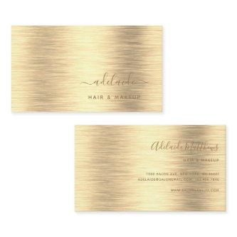 Elegant Gold Brushed Metallic Monogram Name Script