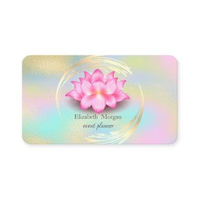 Elegant Gold Circle Colorful Holographic Lotus