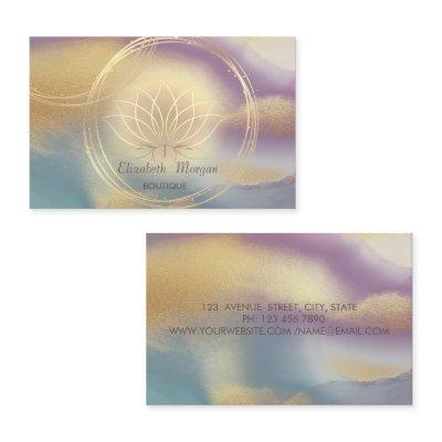 Elegant Gold Circles Lotus Colorful Holographic