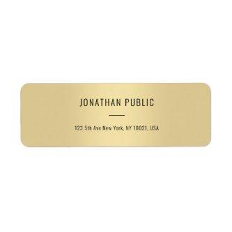 Elegant Gold Color Minimalist Modern Simple Return Label