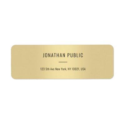 Elegant Gold Color Minimalist Modern Simple Return Label