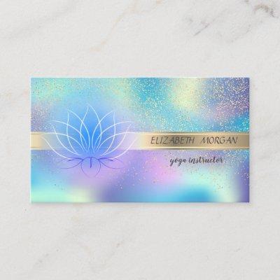 Elegant Gold Confetti,Lotus,Blue Holographic