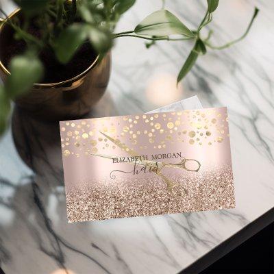 Elegant Gold Confetti Scissors Rose Gold Glitter