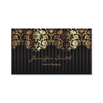 Elegant Gold Damask Black Template
