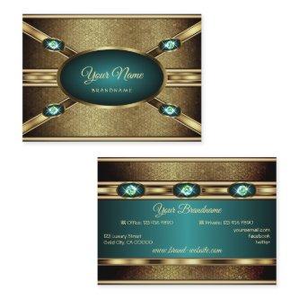 Elegant Gold Effects Teal with Faux Rhinestones