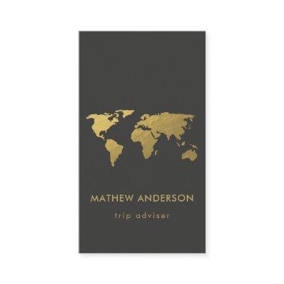 ELEGANT GOLD FAUX BLACK WORLD MAP PERSONALIZED