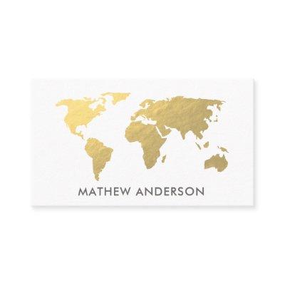 ELEGANT GOLD FAUX KRAFT WORLD MAP PERSONALISED