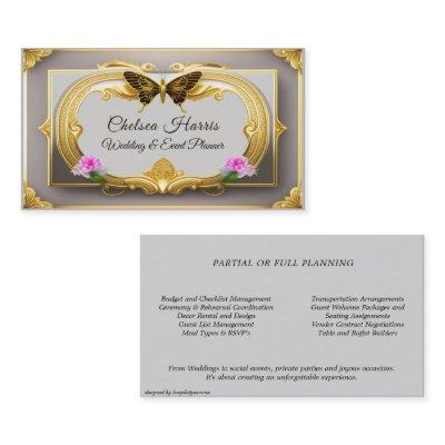 Elegant Gold Filigree Beautiful Butterfly & Roses