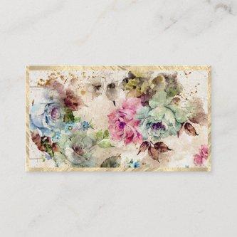 Elegant Gold Floral Abstract Watercolor Rustic