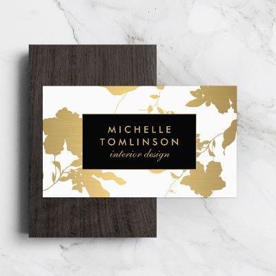 Elegant Gold Floral Pattern White Designer