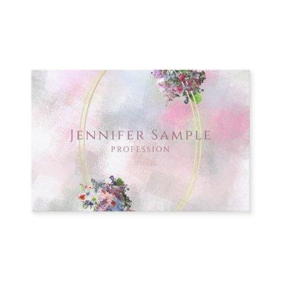 Elegant Gold Frame Abstract Watercolor Flowers Top