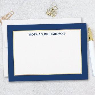 Elegant Gold Frame Navy Blue  - Choose Size - Note Card