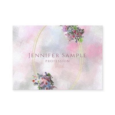 Elegant Gold Frame Watercolor Flowers Top Abstract
