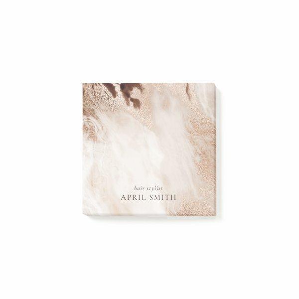 Elegant Gold Glitter Agate Marble Texture Beige Post-it Notes