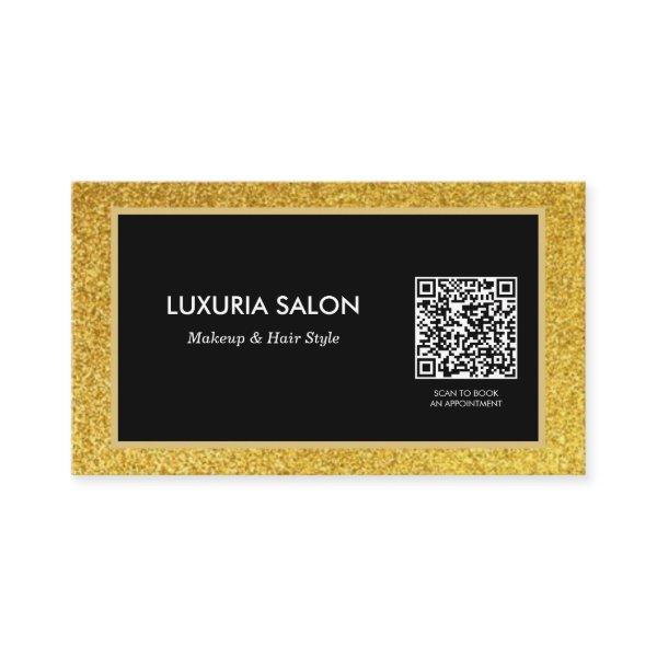 elegant gold glitter beauty salon | QR code