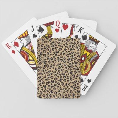 Elegant Gold Glitter Black Leopard Print Playing Cards