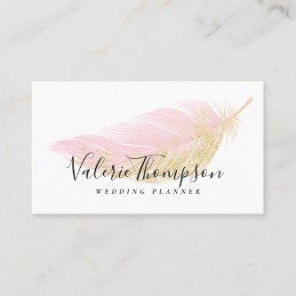 Elegant gold glitter blush pink feather modern