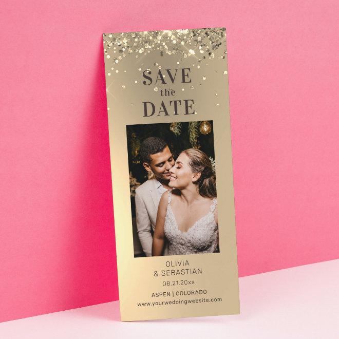 Elegant Gold Glitter Photo Wedding Save The Date
