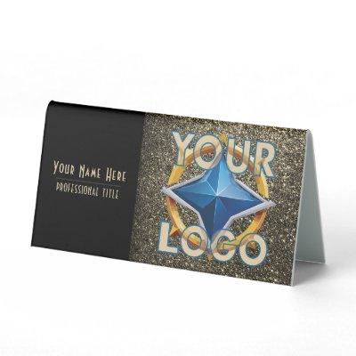Elegant Gold Glitter Professional Photo QR code  Table Tent Sign